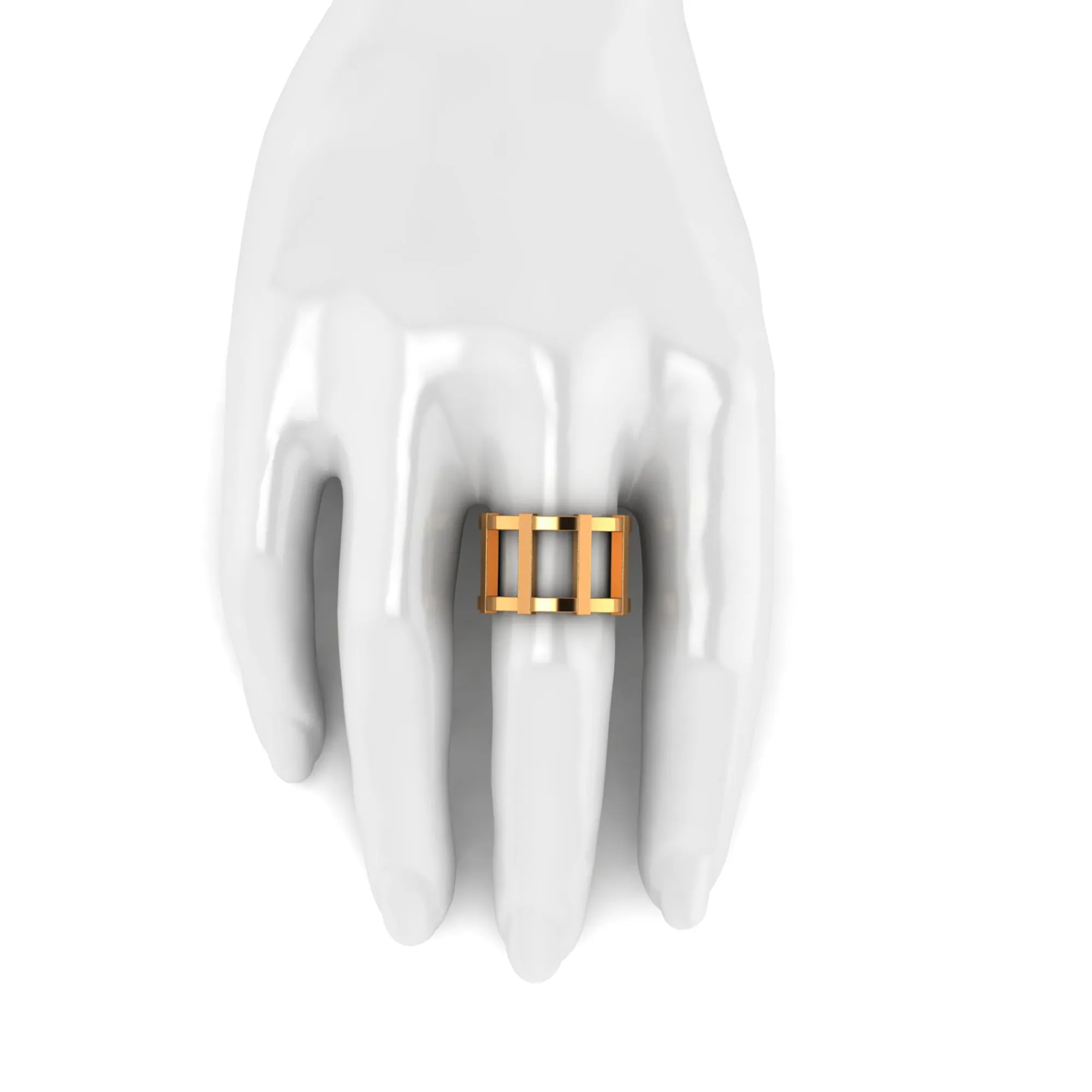 18 Karat Yellow Gold Wide Industrial Band Ring