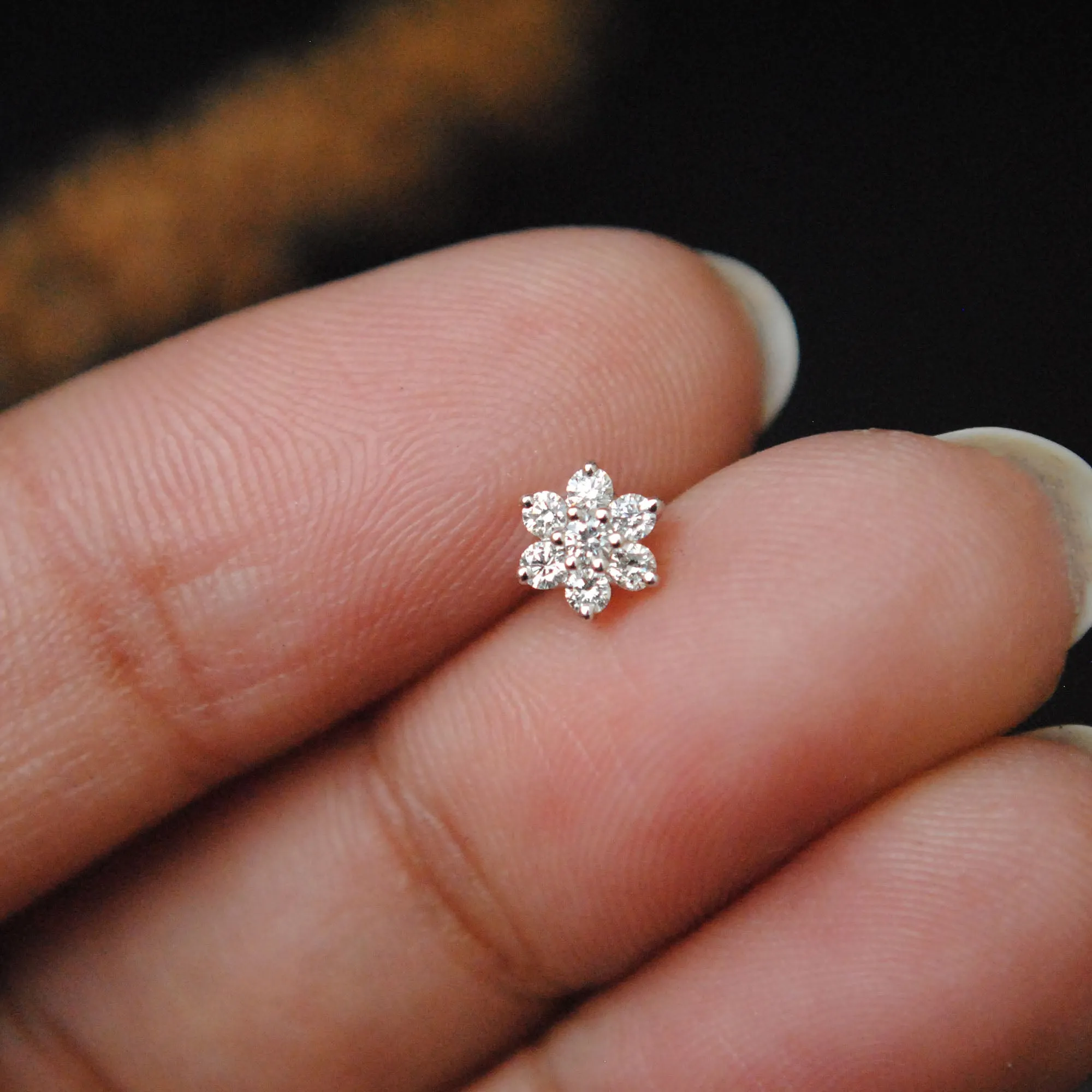 7 Diamond Floral Cluster Stud