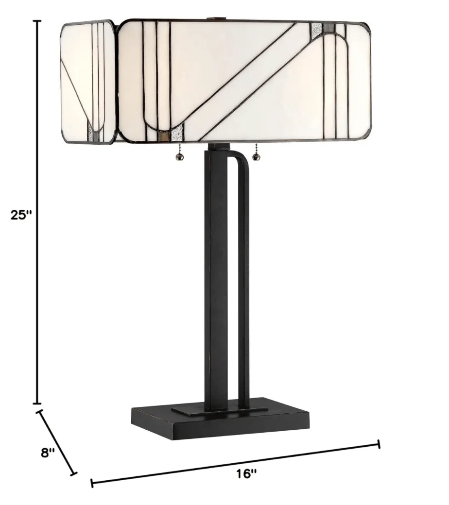 Antique Black Tiffany-Style Glass Table Lamp