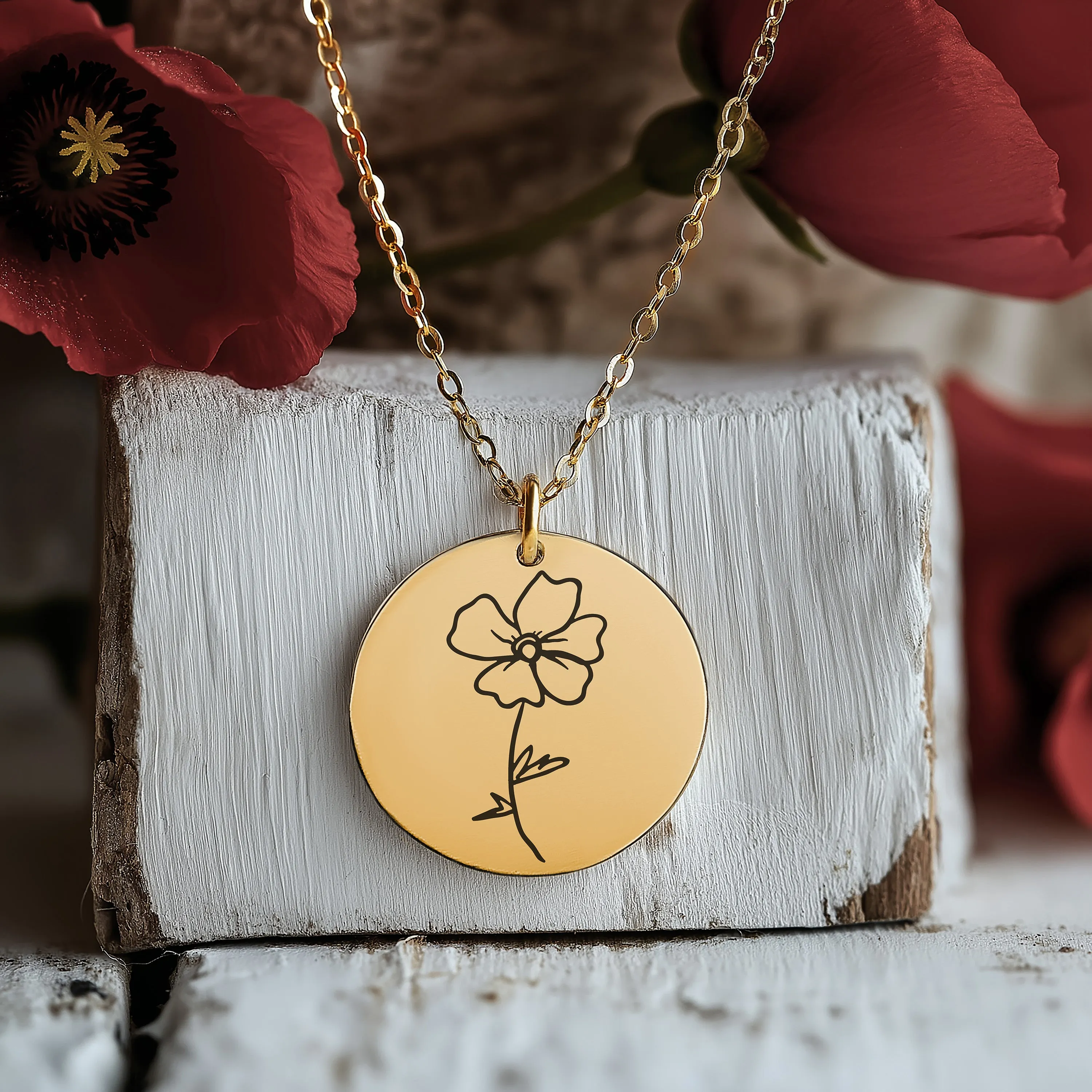August Birth Flower Necklace