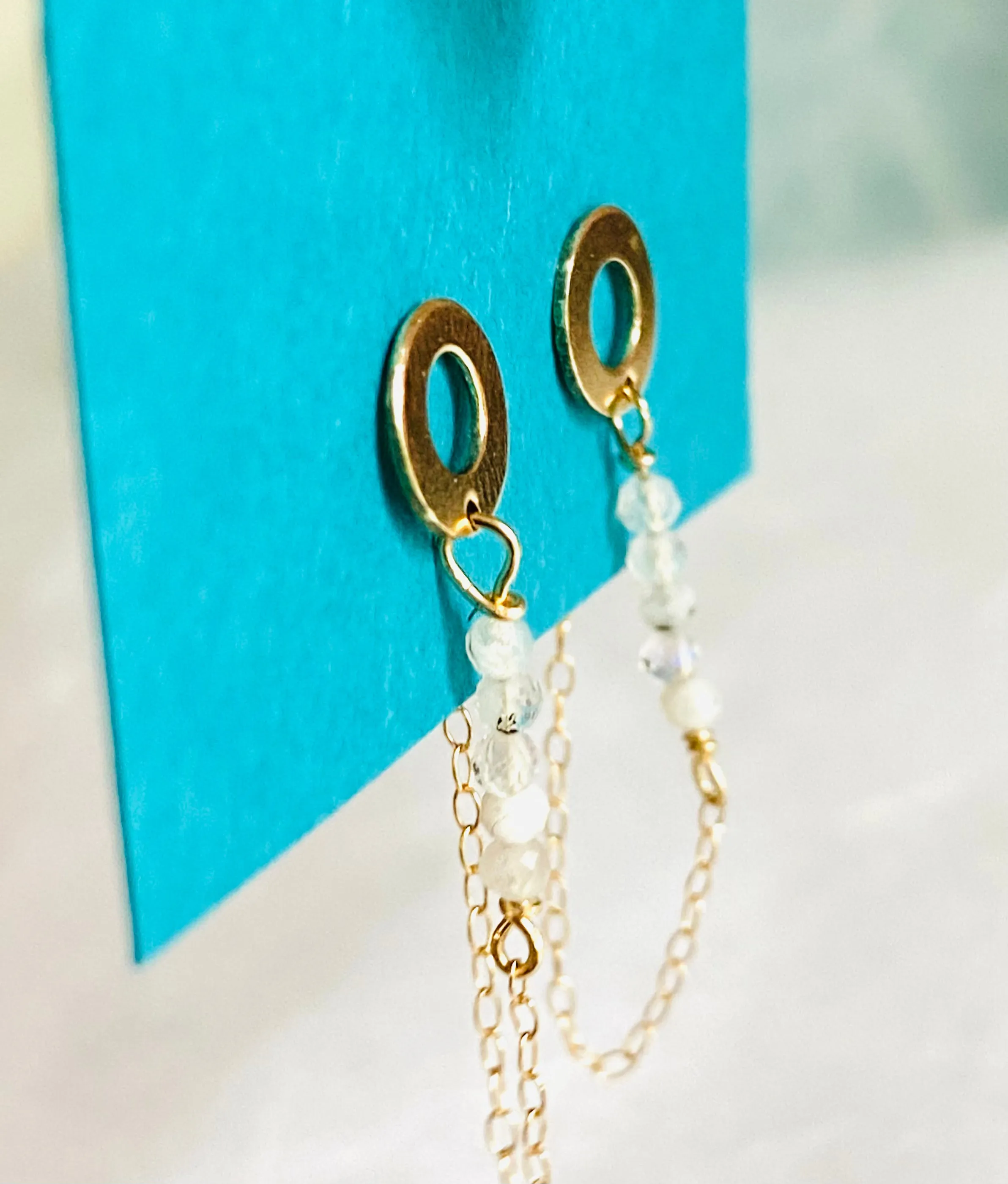 Circle Chain Loop Earrings-moonstone Gemstone