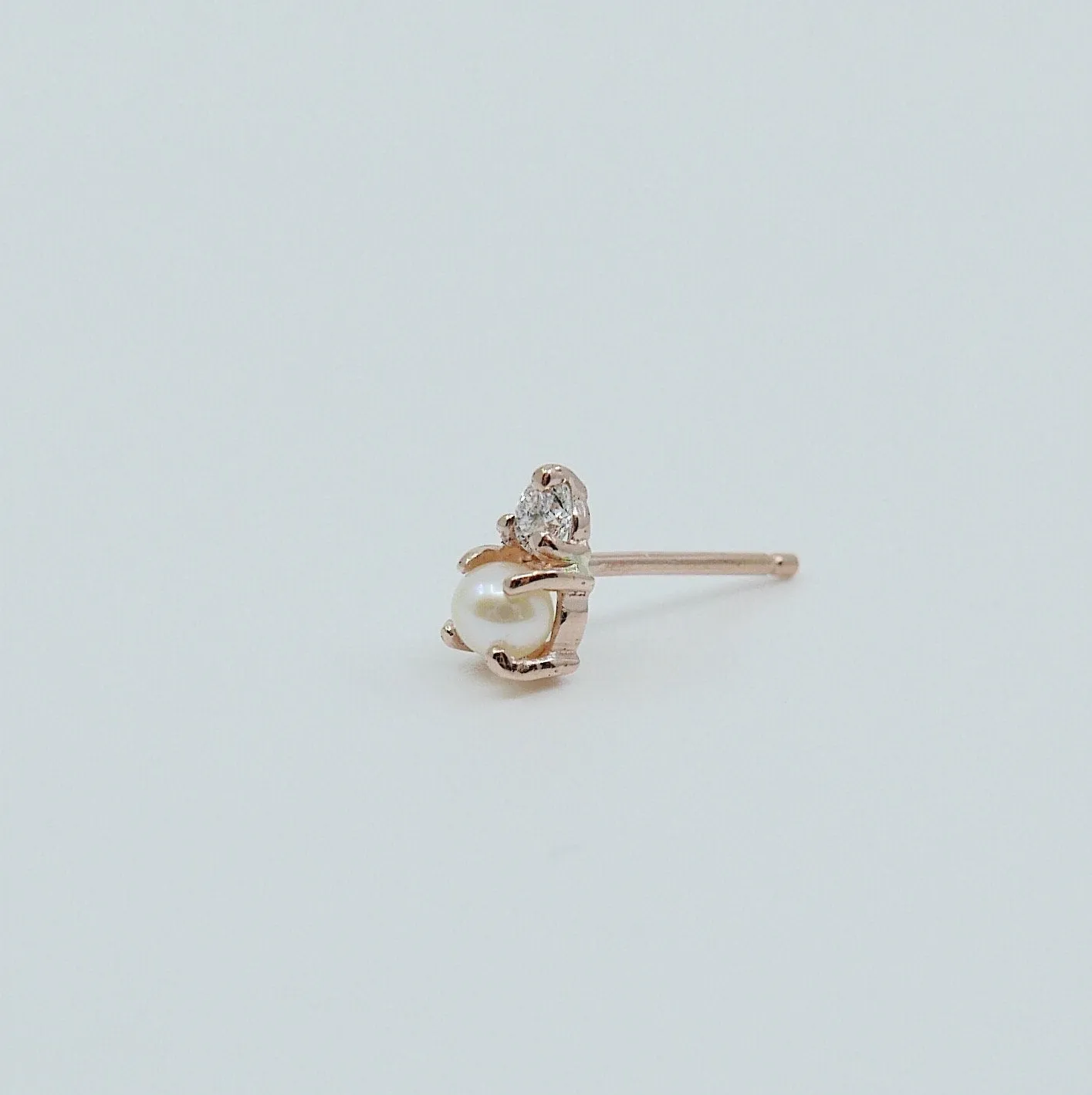 Duo Pearl & Diamond Stud Earring - RTS