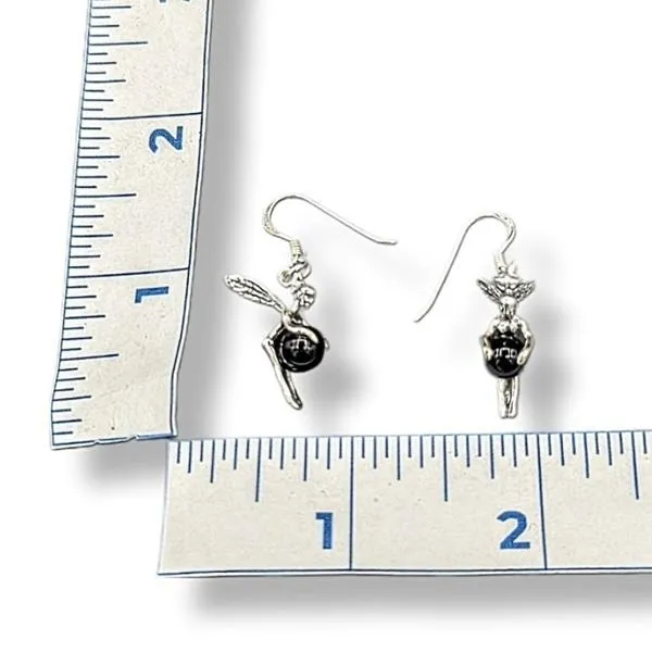 Earrings Black Onyx Fairy Sterling Silver