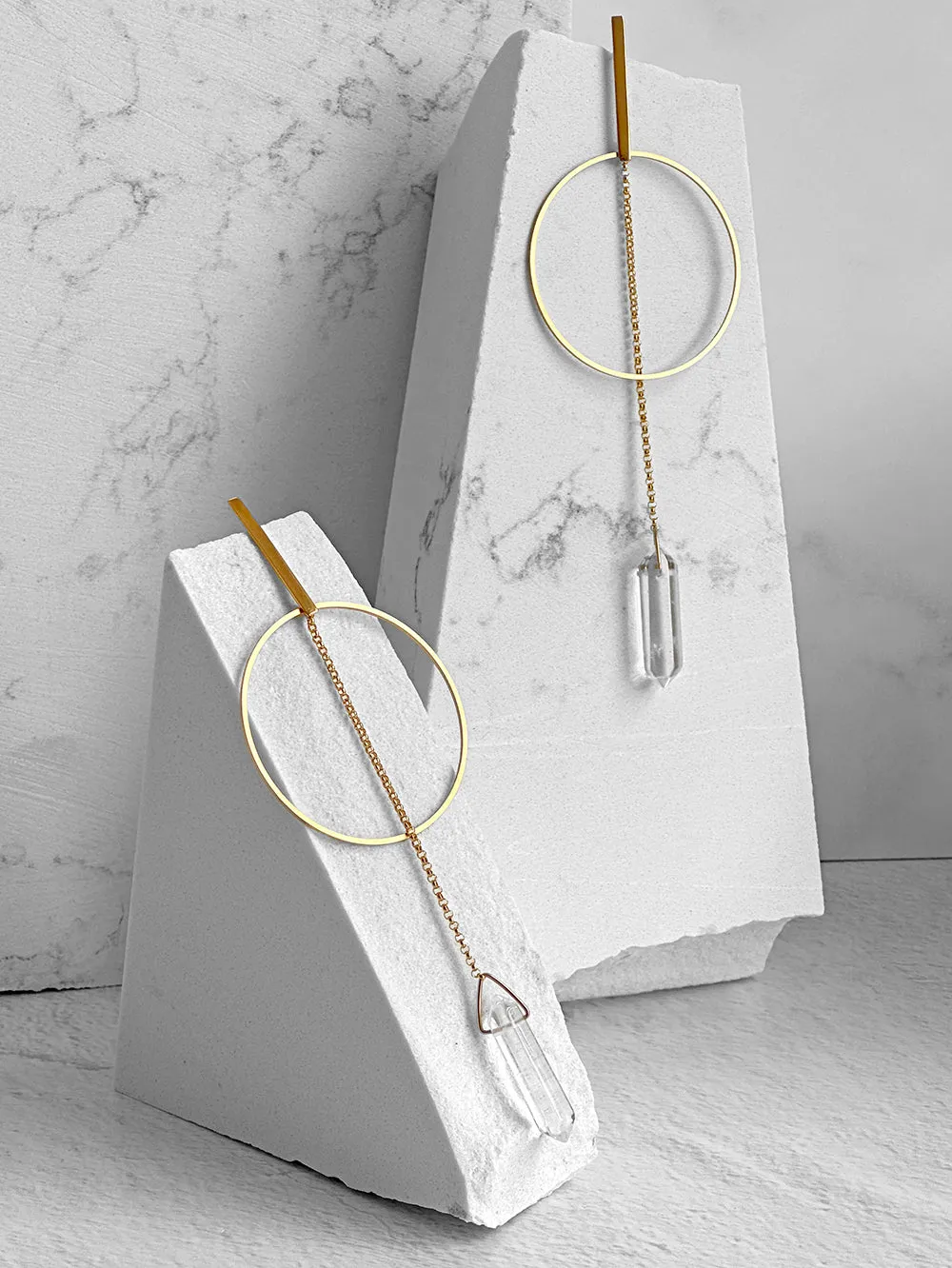 Floating Crystal Chain Earrings