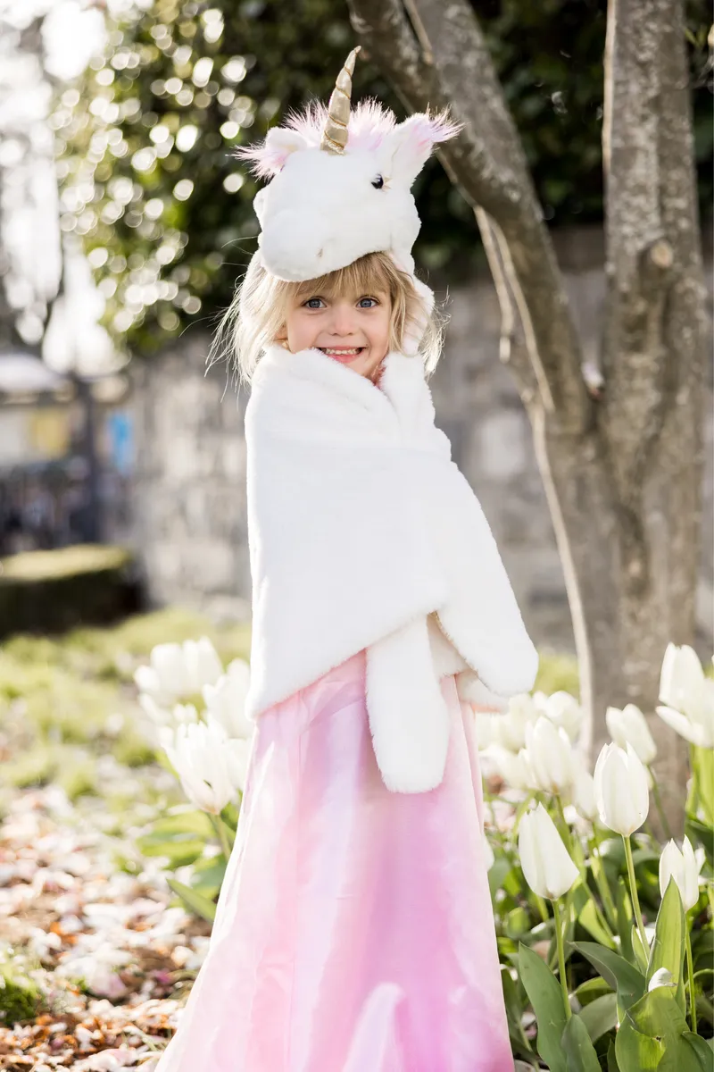Great Pretenders Unicorn Cuddle Cape, White, Size 2-3