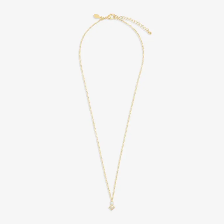 Joma Halo Pearl CZ & Pearl Pendant Gold Necklace